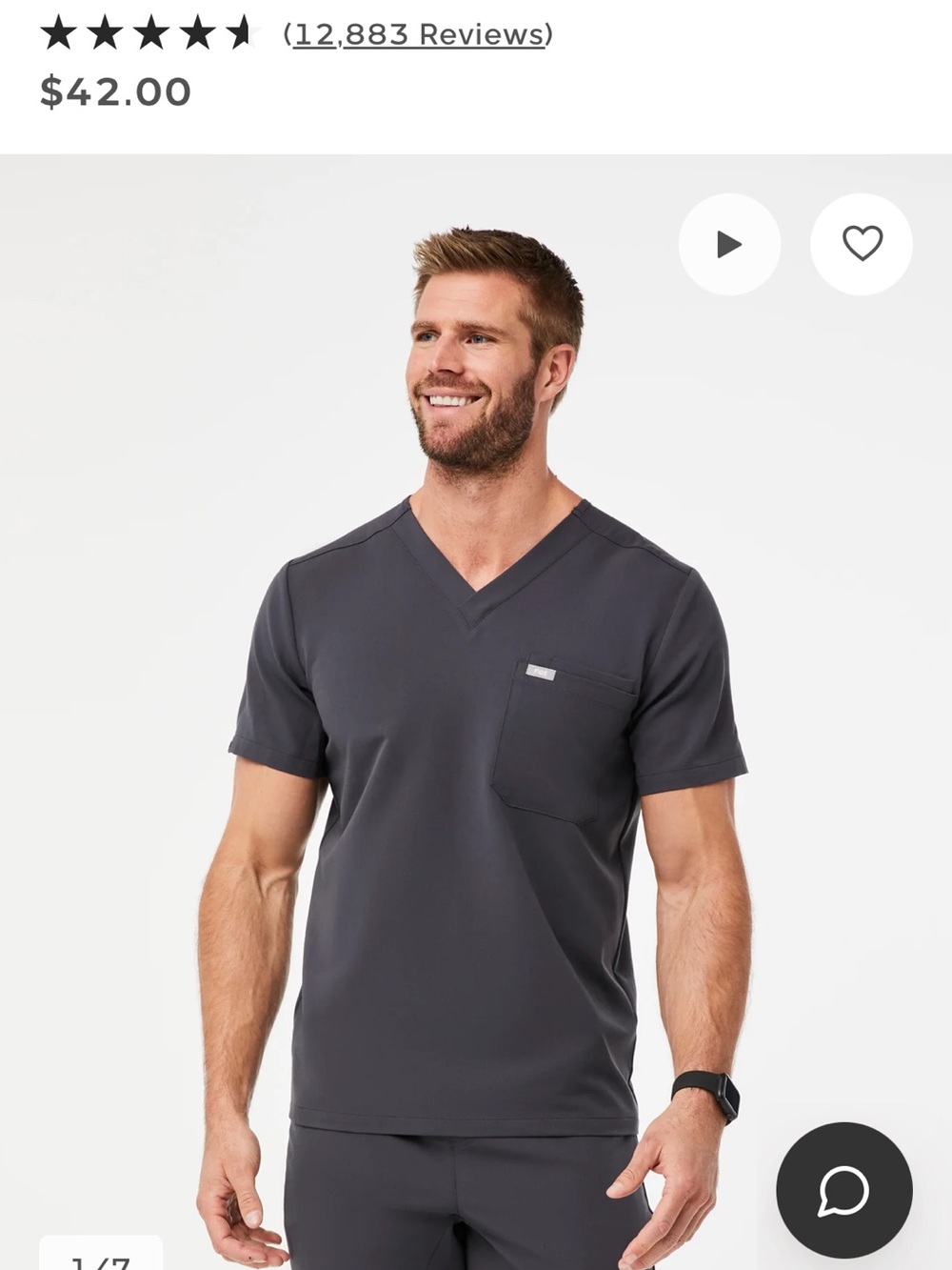 FIGS Scrub Top Technical Collection Men's Charcoal Gray Leon Style FM1500 Medium